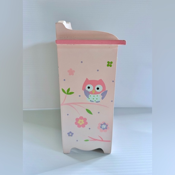 Maggie Miller Children’s Collection Wood Jewelry Box Pink Dresser Owls Flowers - Picture 7 of 14